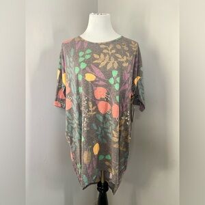 LuLaRoe Irma Tunic Style Top NWT Heather Brown Multicolor Floral